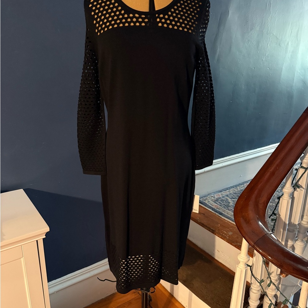 Elegant Black Dress with Mesh Details